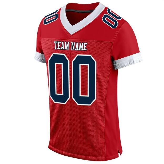 Custom Red & Navy/White Football Jersey