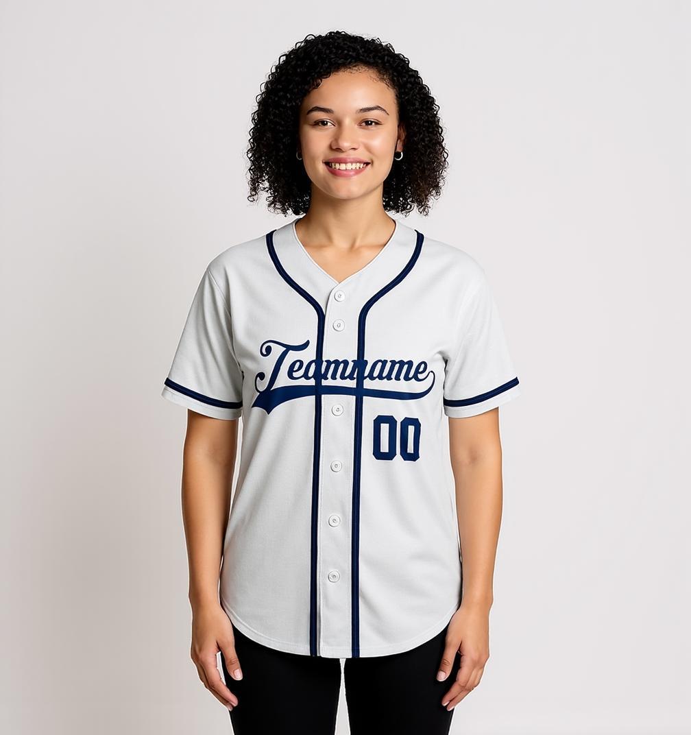 Custom White & Navy Baseball Jersey