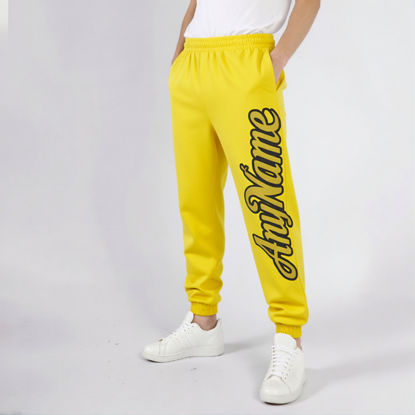 Custom Yellow & Brown/Black Fleece Jogger Sweatpants