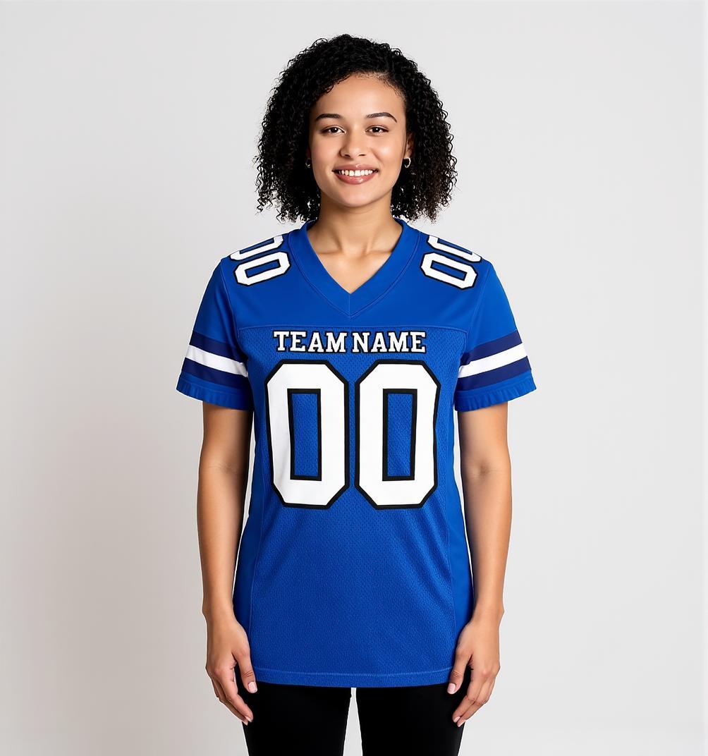 Custom Royal & White/Black Football Jersey