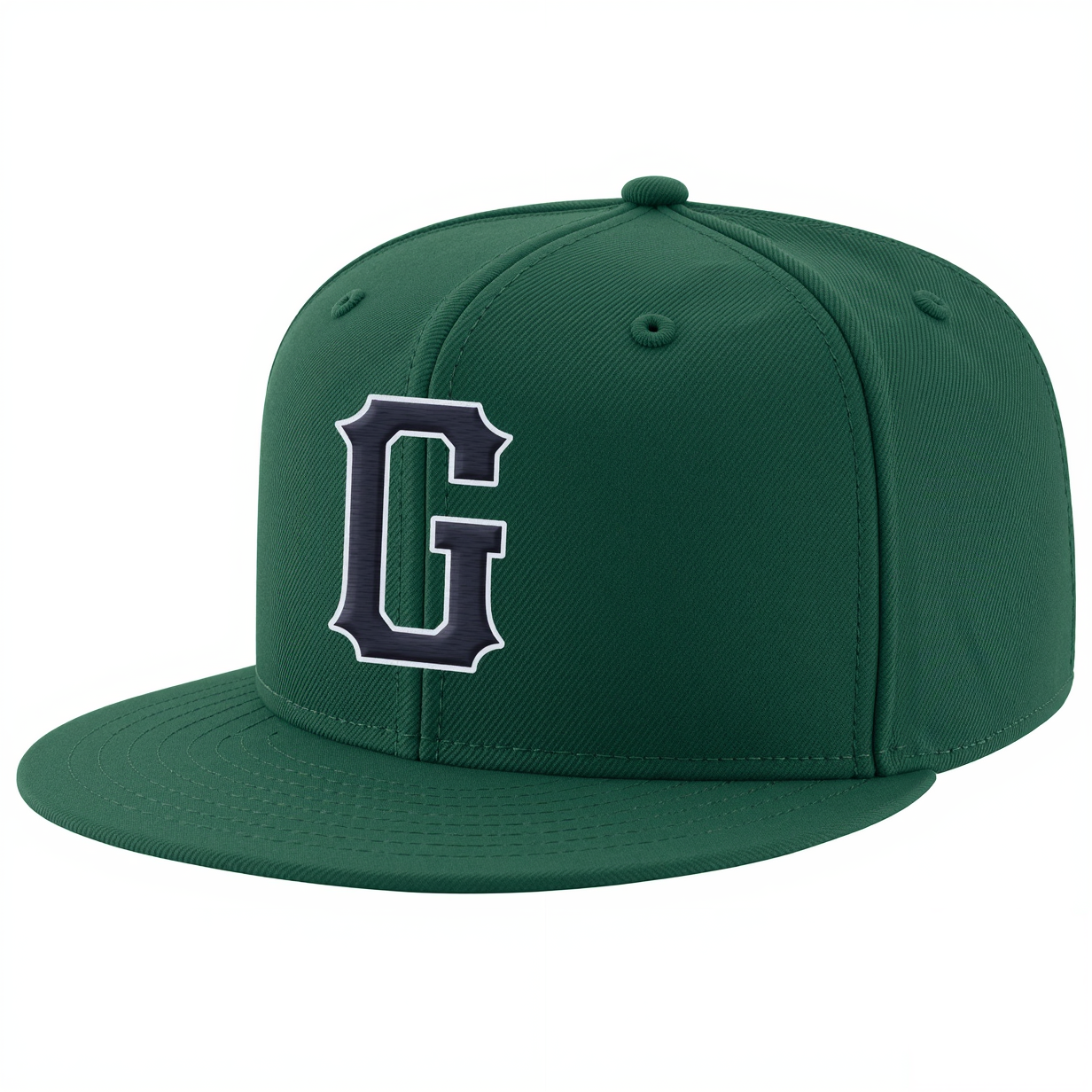Custom Midnight Green & Navy/WhiteStitched Adjustable Snapback Hat