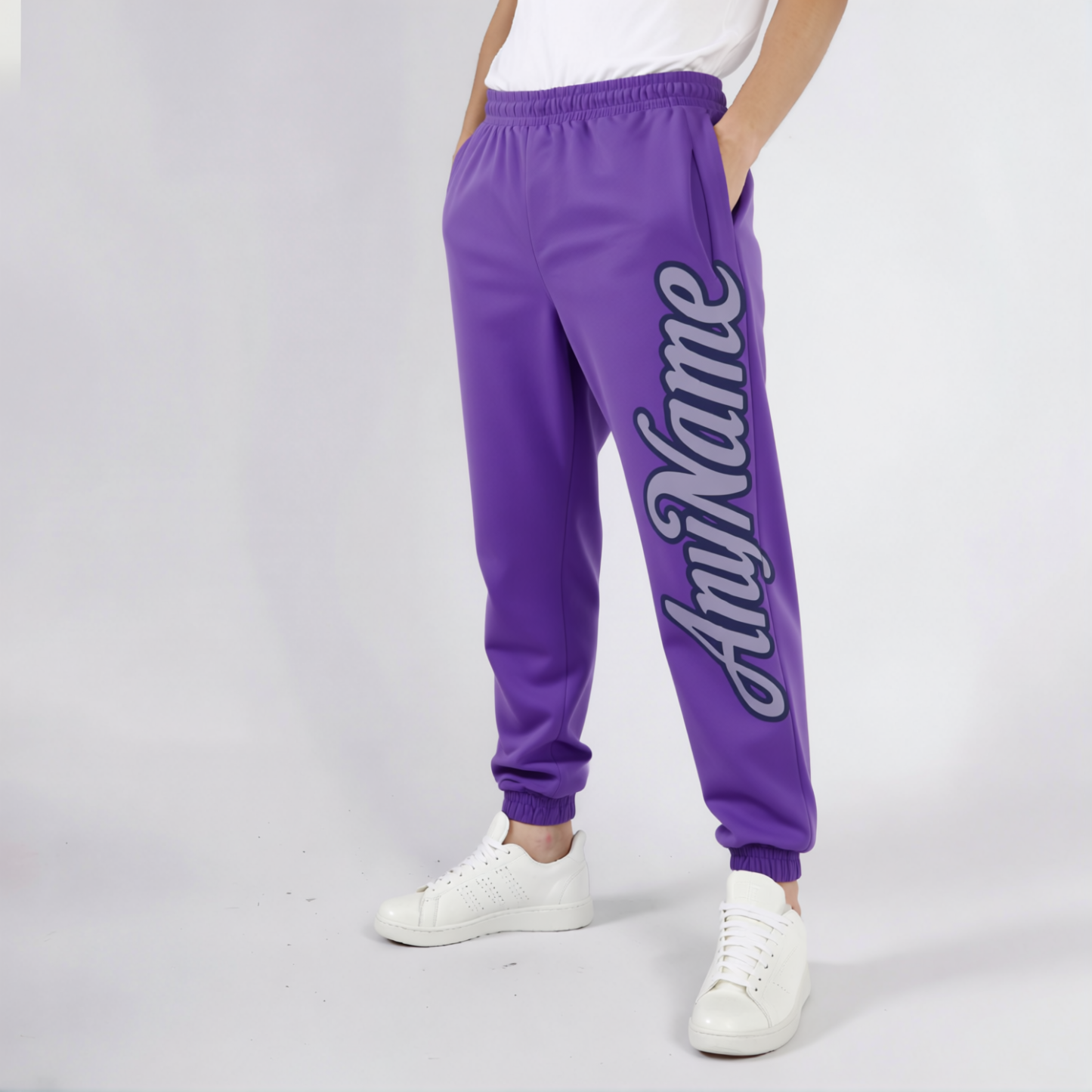 Custom Purple & Grey/Navy Fleece Jogger Sweatpants