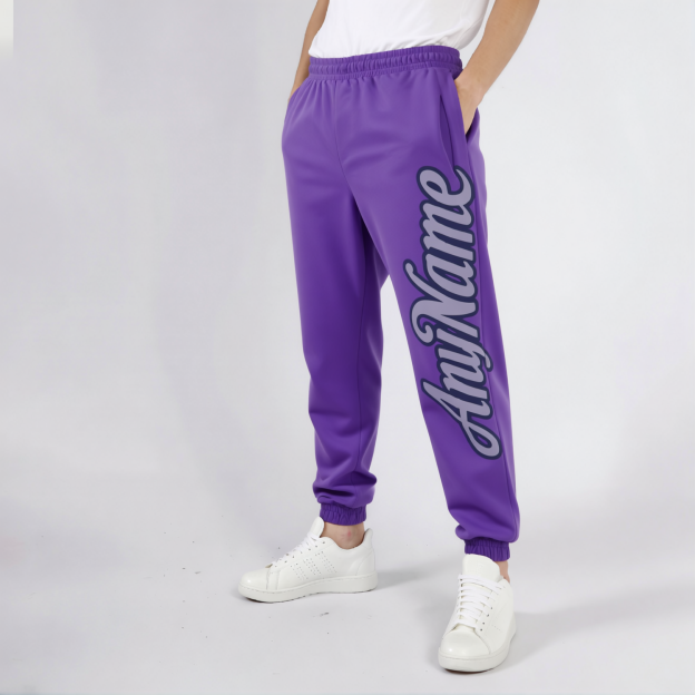 Custom Purple & Grey/Navy Fleece Jogger Sweatpants