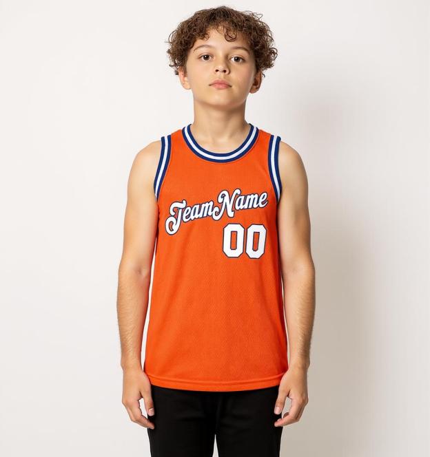 Custom Orange & White/Blue Basketball City Edition Jersey
