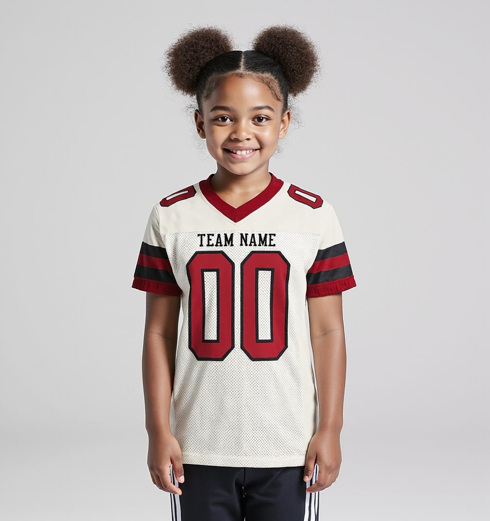 Custom White & Red/White Throwback Football Jersey