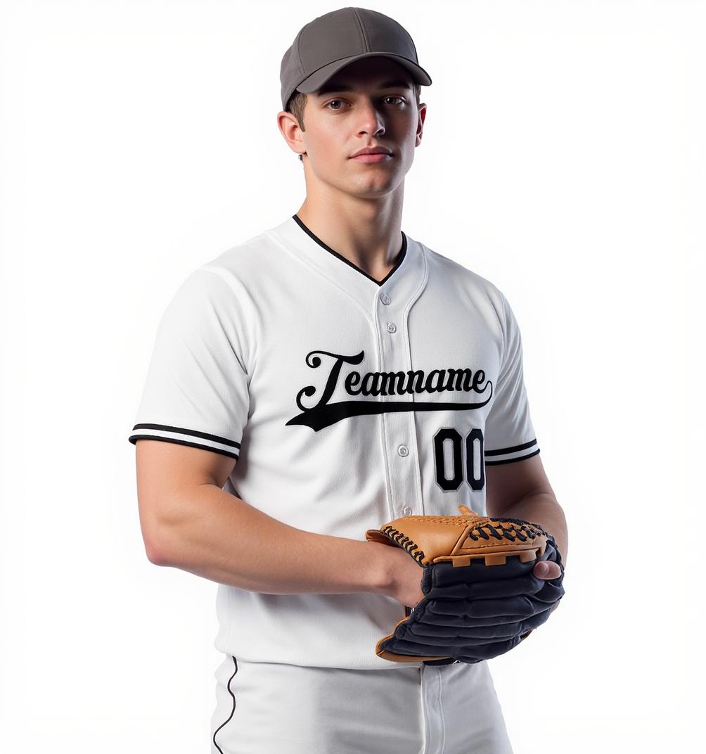 Custom White & Black-Grey Baseball Jersey