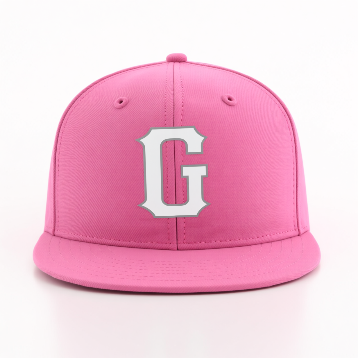 Custom Pink & White/Sliver Stitched Adjustable Snapback Hat