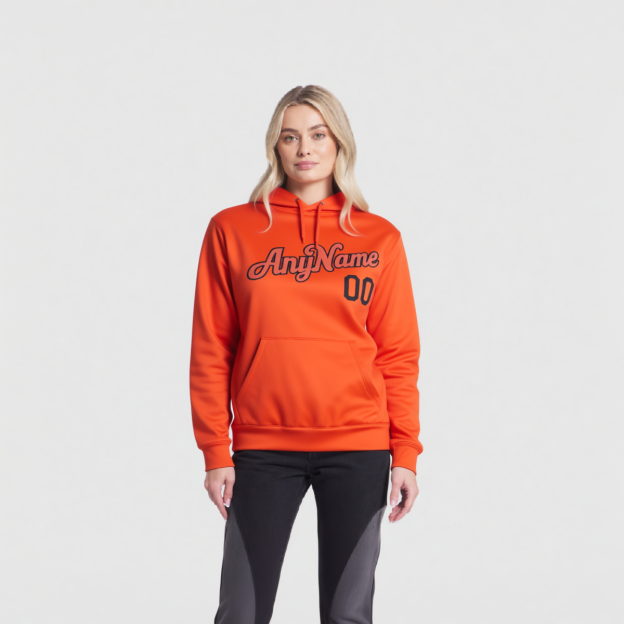 Custom Orange & Pink/Black Pullover Sports Sweatshirt Hoodie