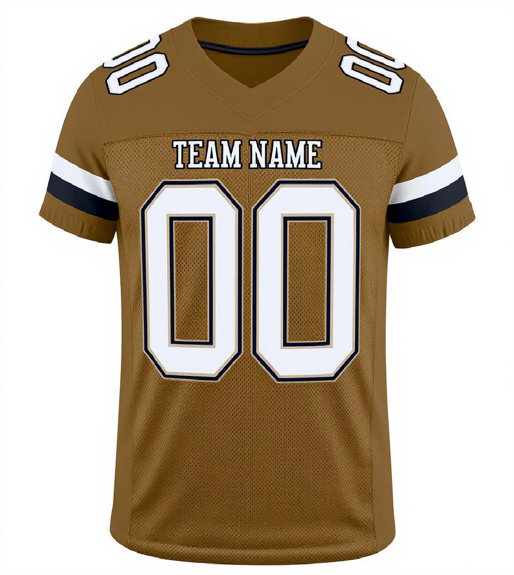 Custom Golden Brown & White/Black Football Jersey