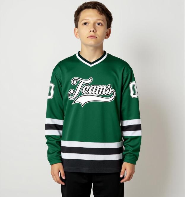 Custom Midnight Green & White/Black Hockey Jersey