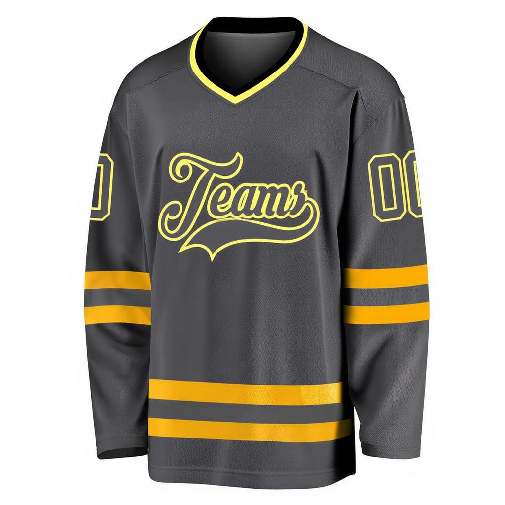 Custom Grey & Yellow Hockey Jersey