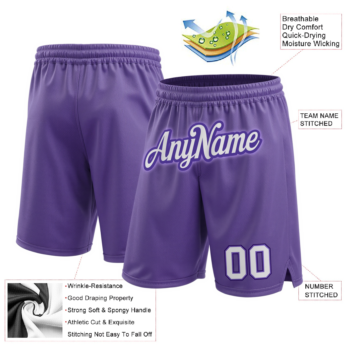 Custom Purple & White Shorts