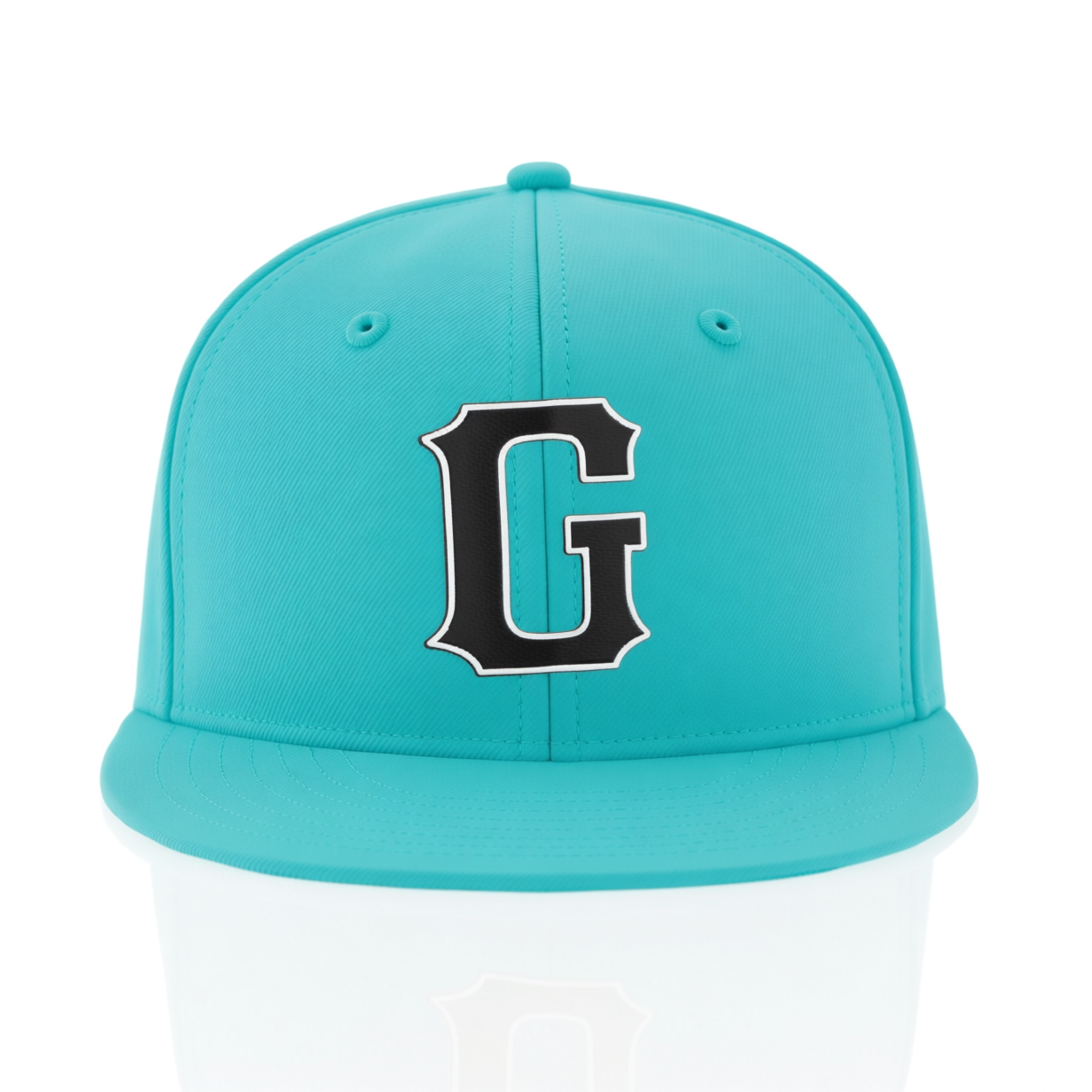 Custom Aqua & Black/White Stitched Adjustable Snapback Hat