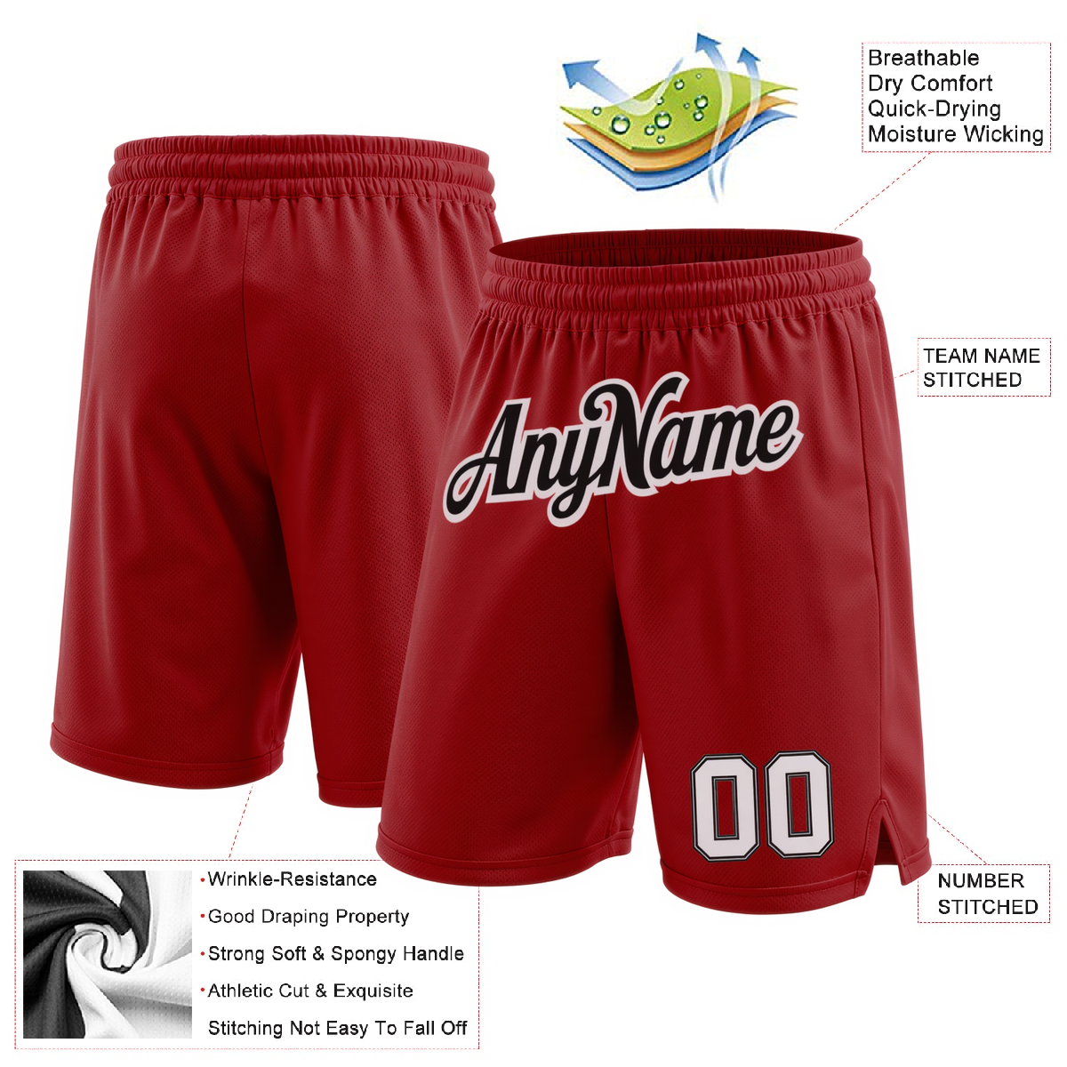 Custom Red & Black/White Shorts