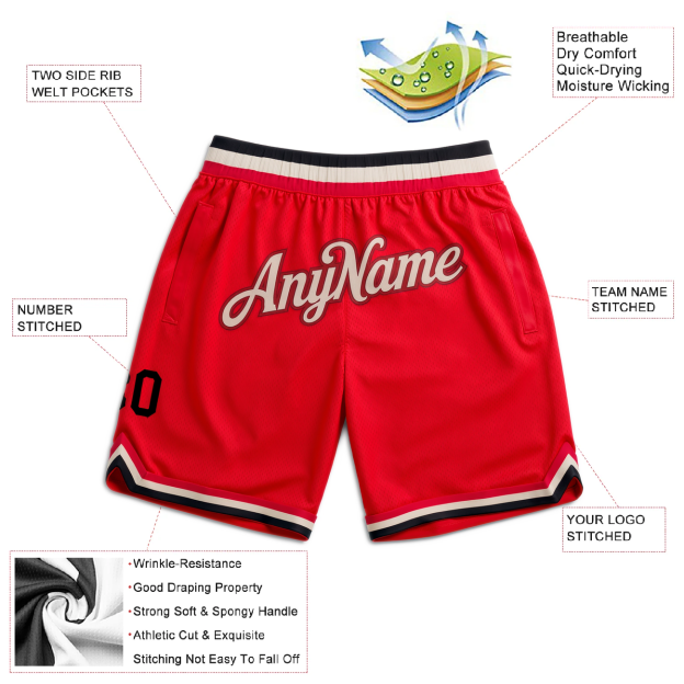 Custom Red & White/Black Throwback Shorts