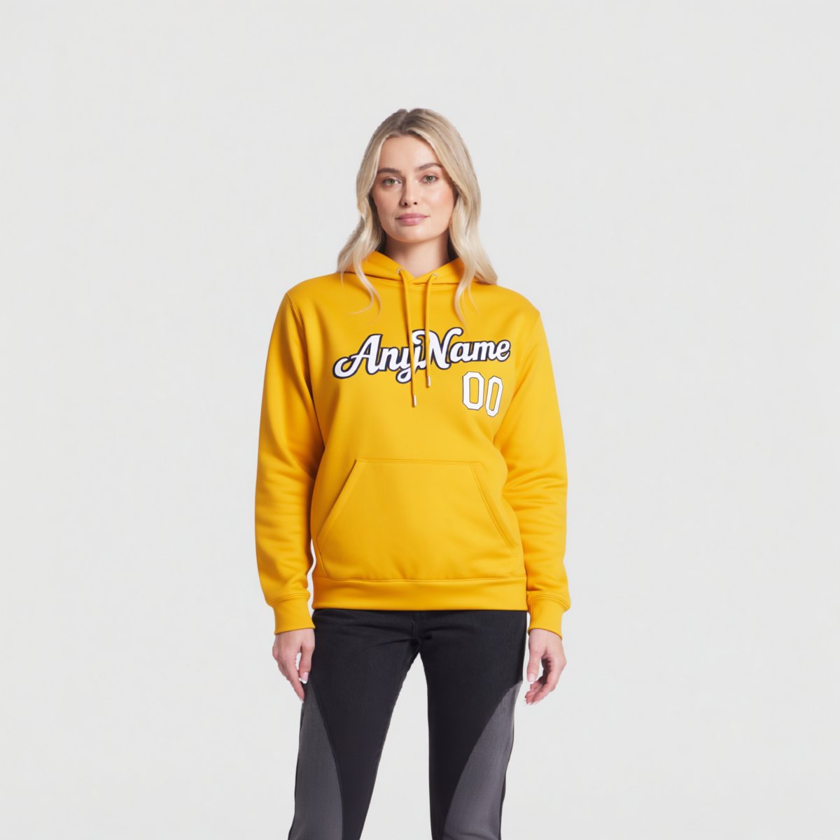 Custom Yellow & White/Black Pullover Sports Sweatshirt Hoodie