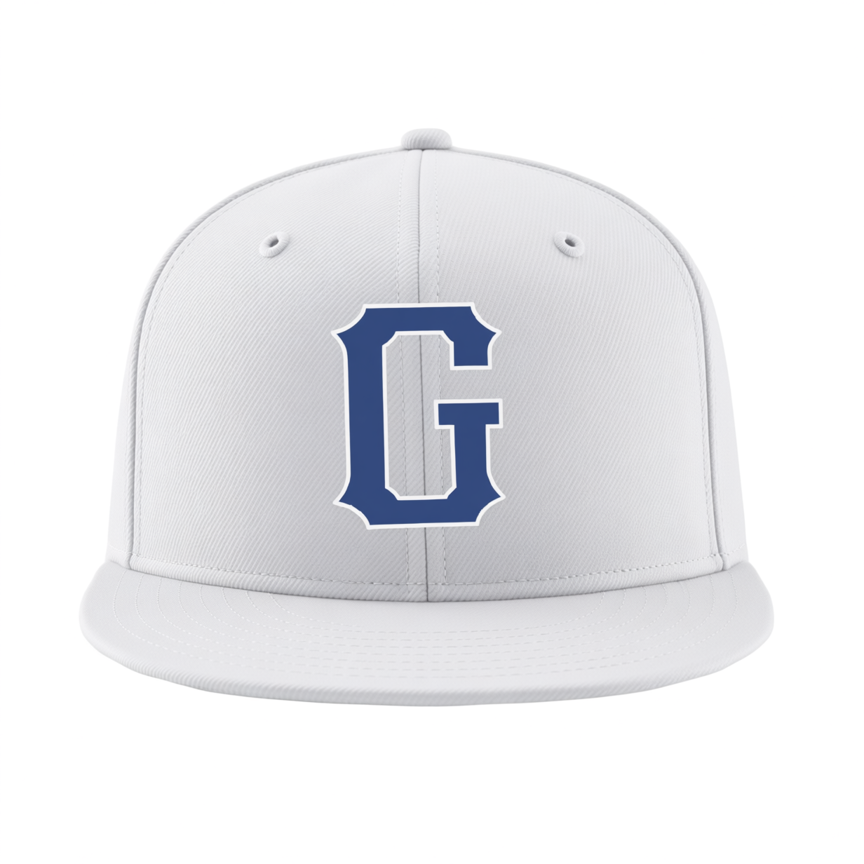 Custom White & Royal Blue Stitched Adjustable Snapback Hat