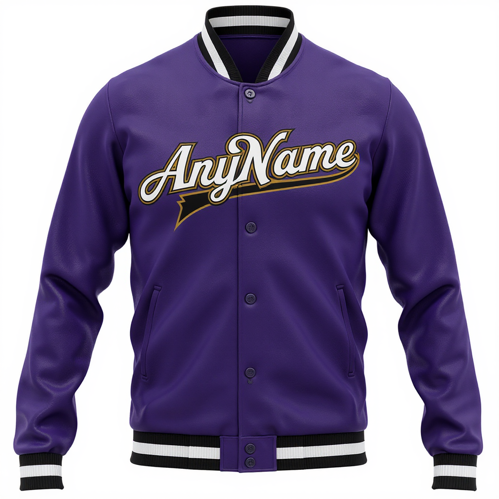 Custom Purple & White/Black Full-Snap Fleece Jacket