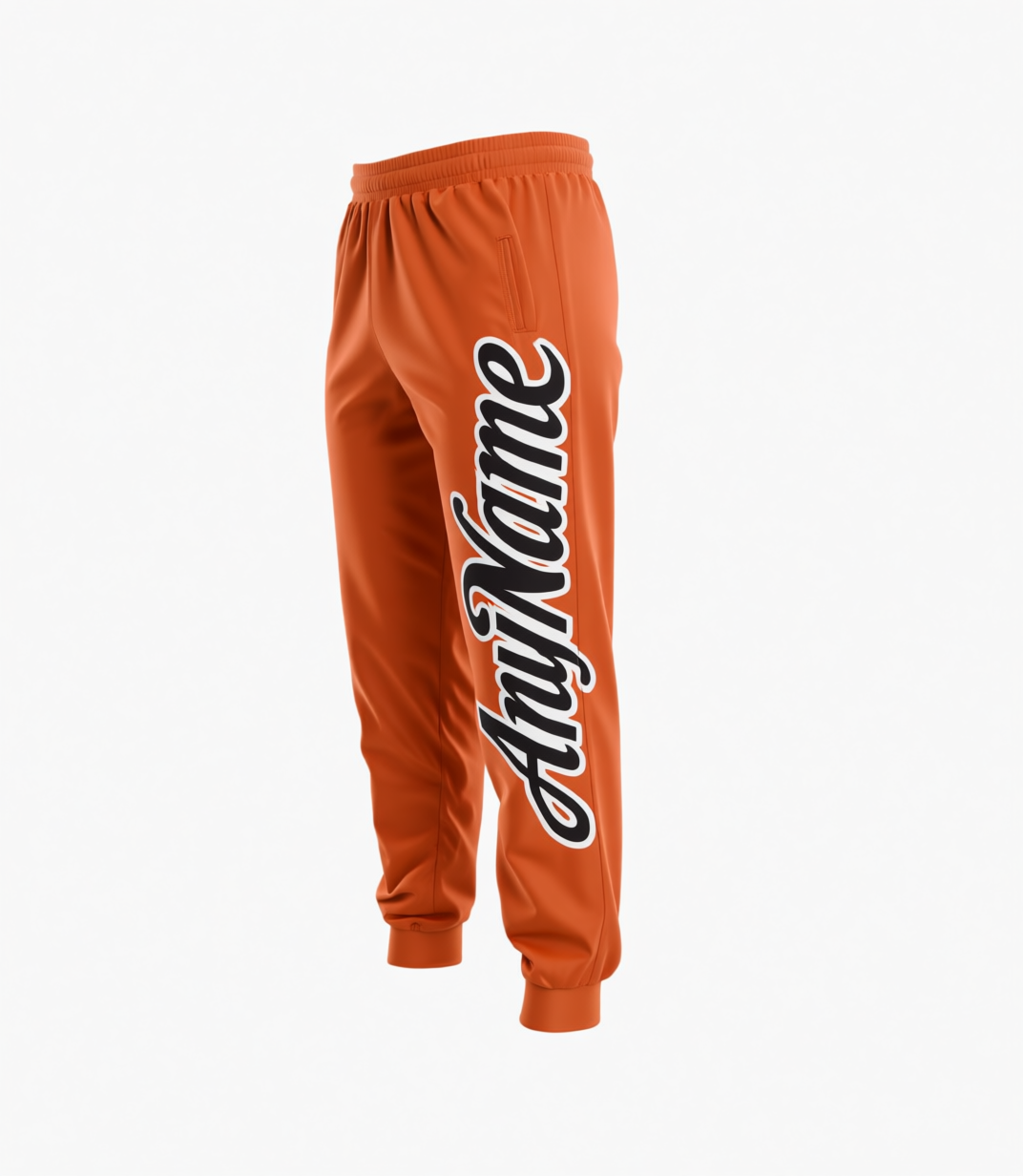 Custom Orange & Black/White Fleece Jogger Sweatpants
