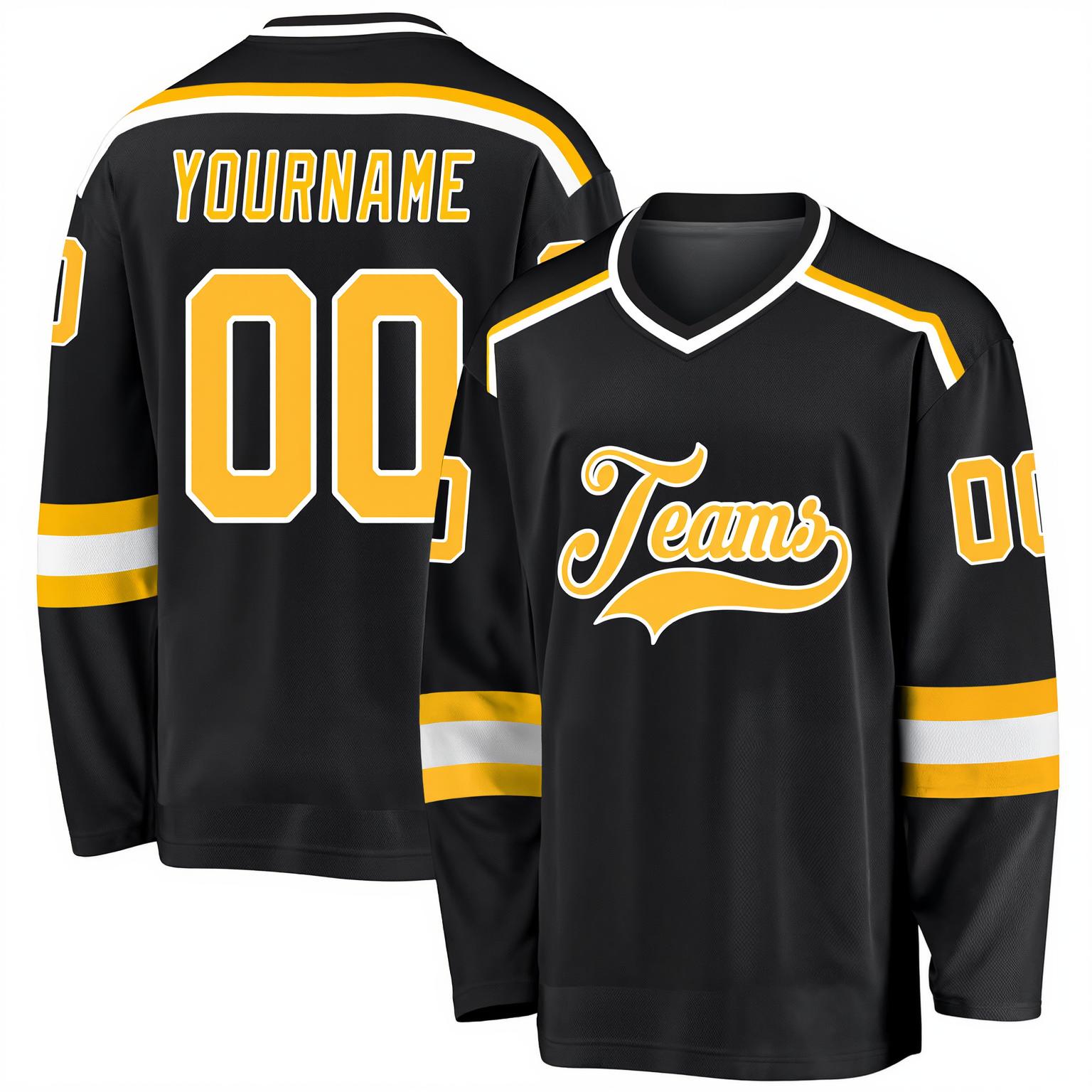 Custom Black & Yellow/White Hockey Jersey