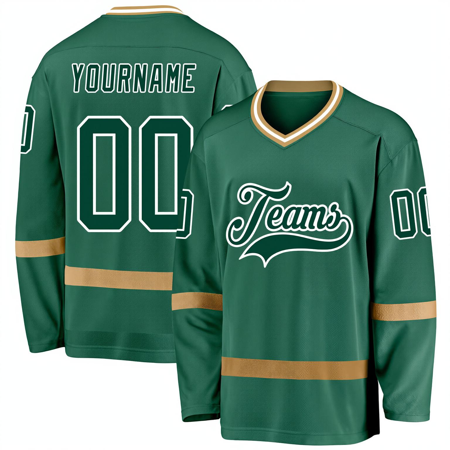 Custom Midnight Green & White Hockey Jersey