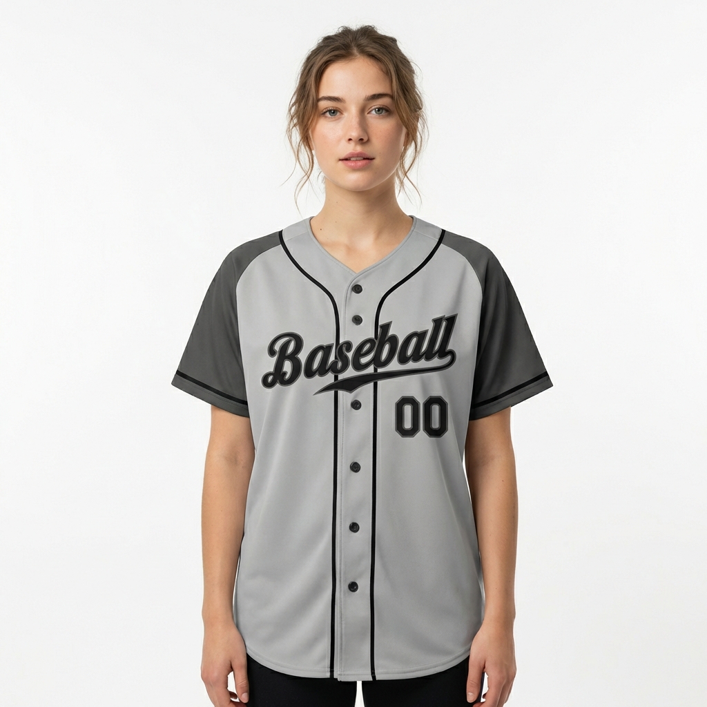 Custom Grey & Dark Grey/Black Baseball Jersey