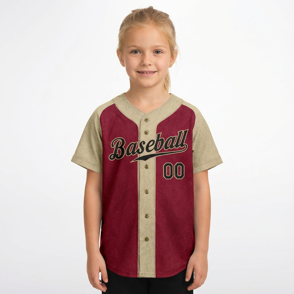 Custom Burgundy & Cream/Black Raglan Sleeves Baseball Jersey