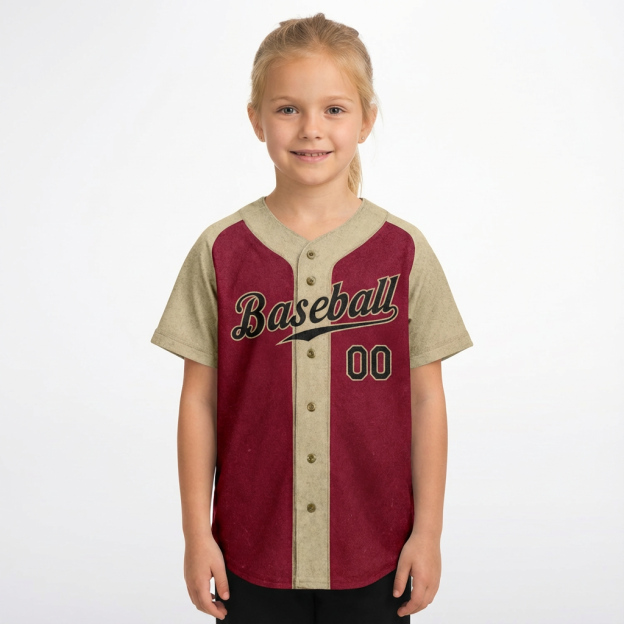 Custom Burgundy & Cream/Black Raglan Sleeves Baseball Jersey
