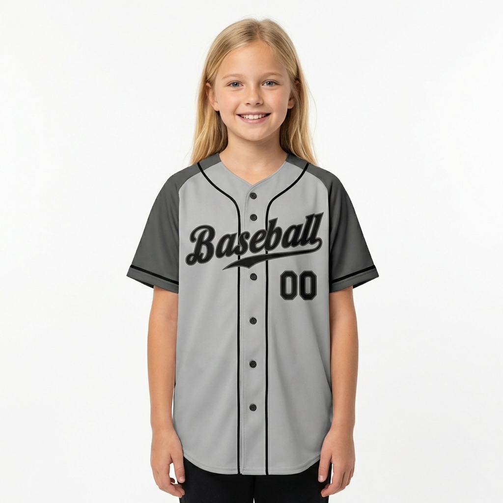Custom Grey & Dark Grey/Black Baseball Jersey