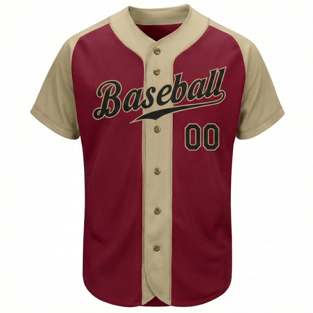 Custom Burgundy & Cream/Black Raglan Sleeves Baseball Jersey