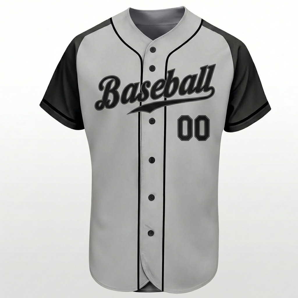 Custom Grey & Dark Grey/Black Baseball Jersey