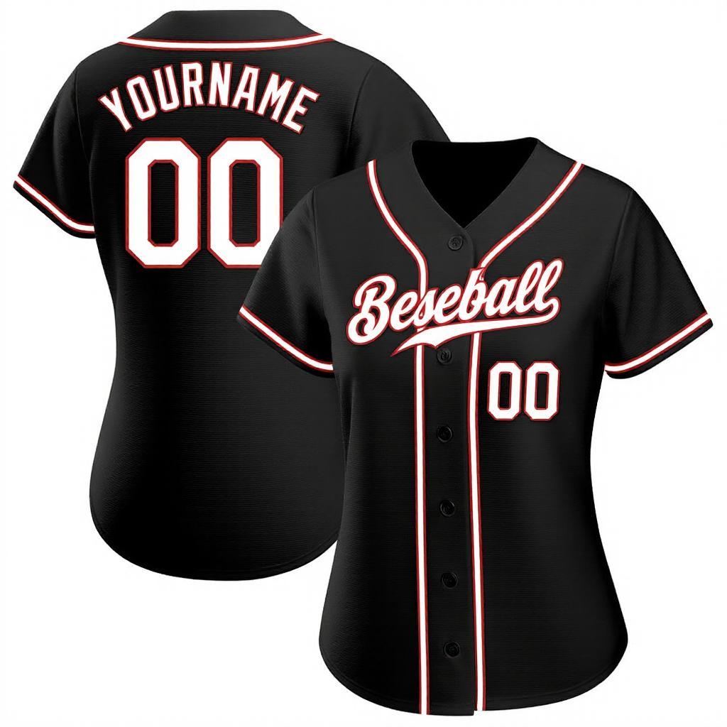 Custom Black & White/Red Baseball Jersey