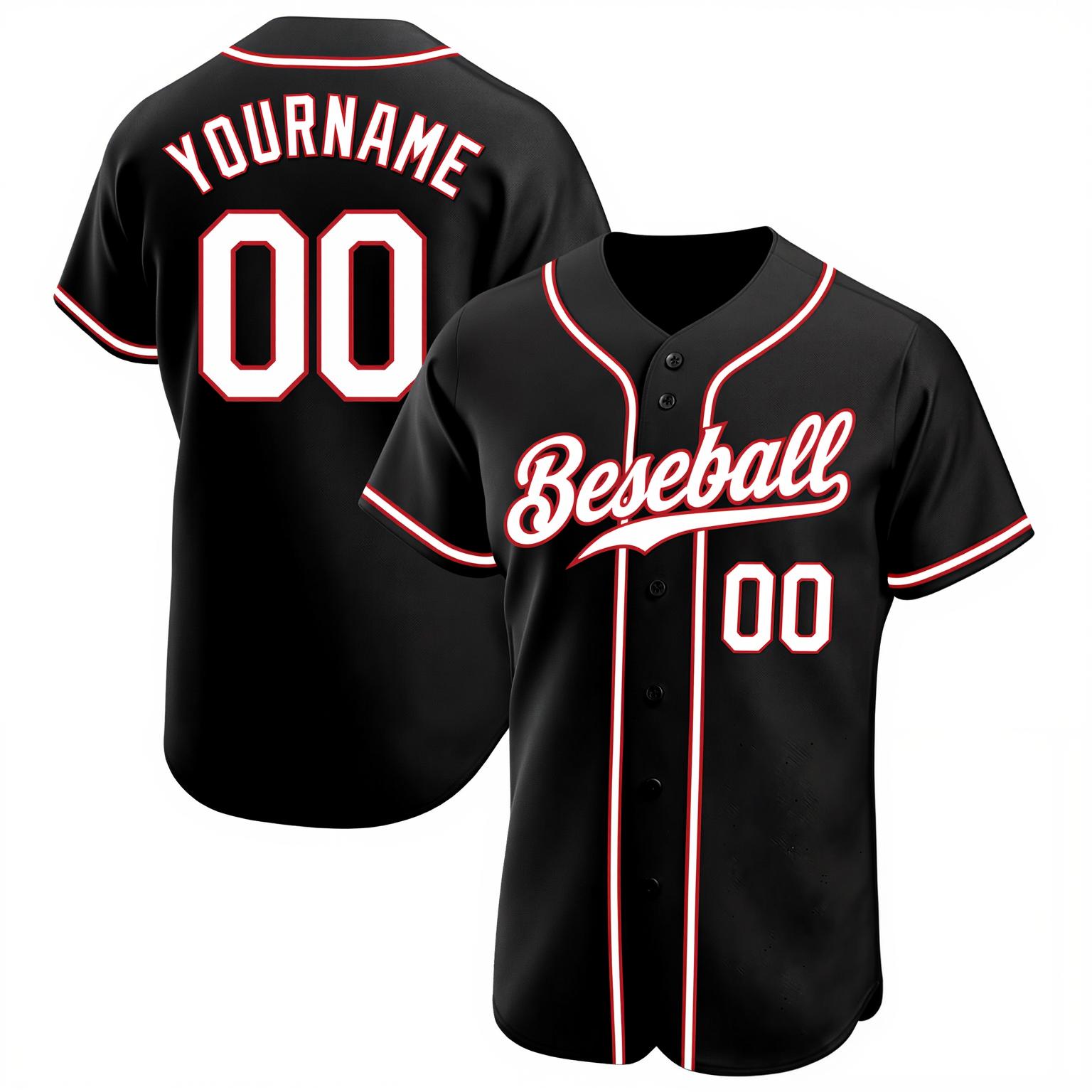 Custom Black & White/Red Baseball Jersey