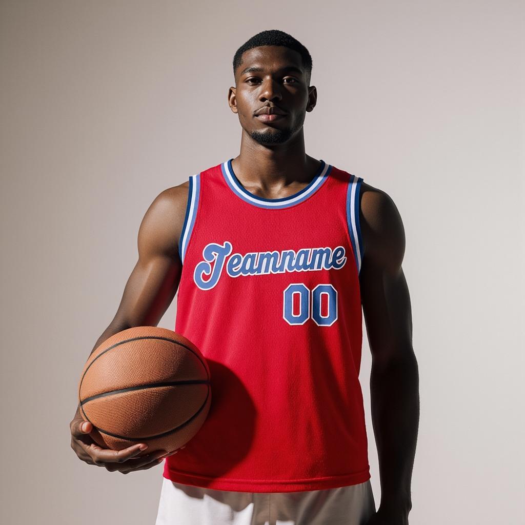 Custom Red & Blue/White Basketball City Edition Jersey