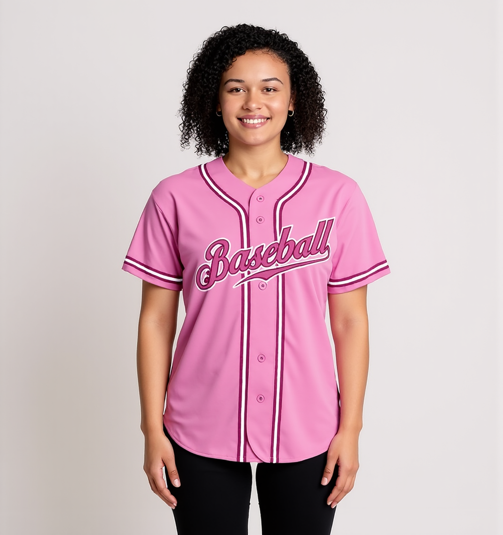 Custom Pink & White Baseball Jersey