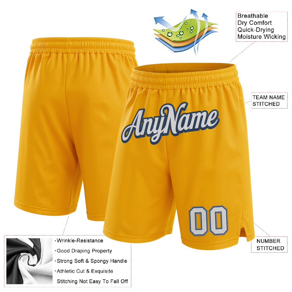 Custom Yellow & White/Royal Shorts