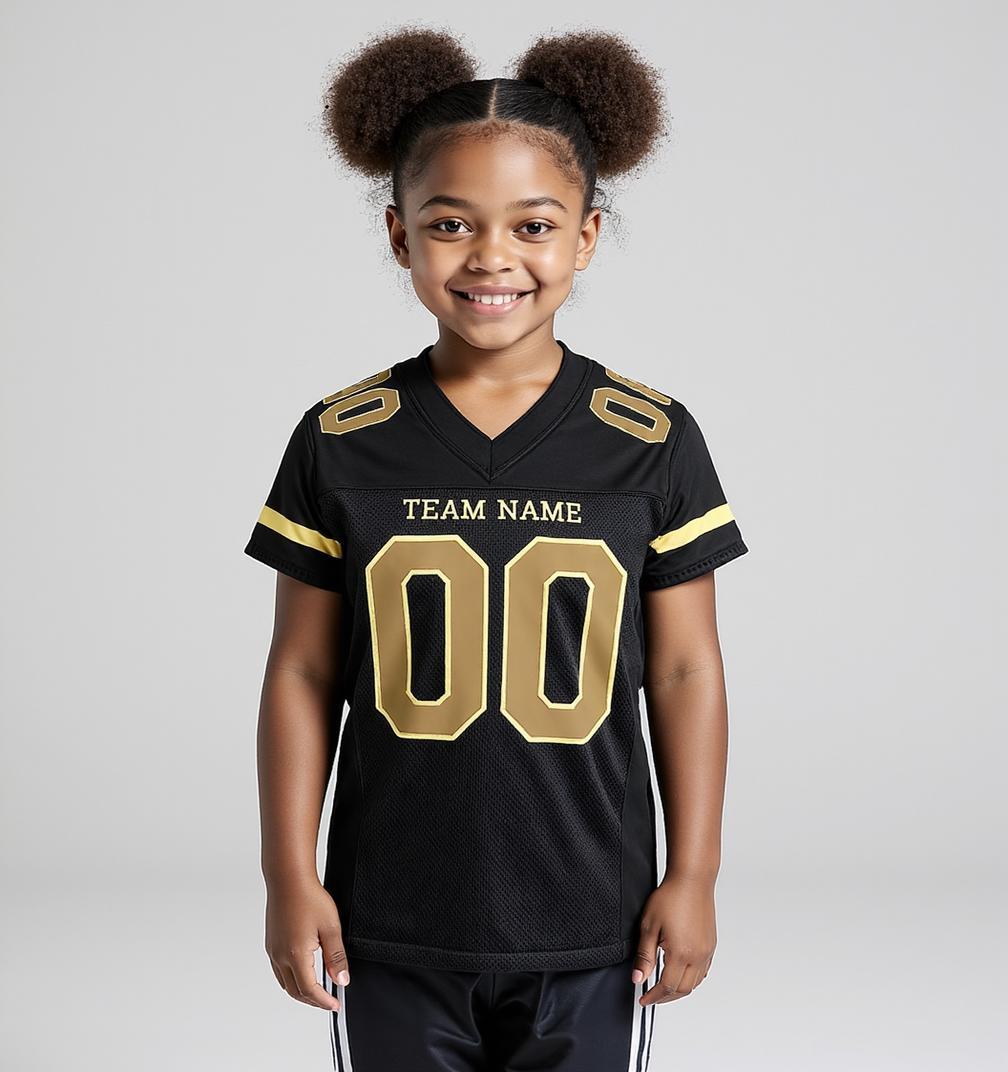 Custom Black & Gold/White Football Jersey