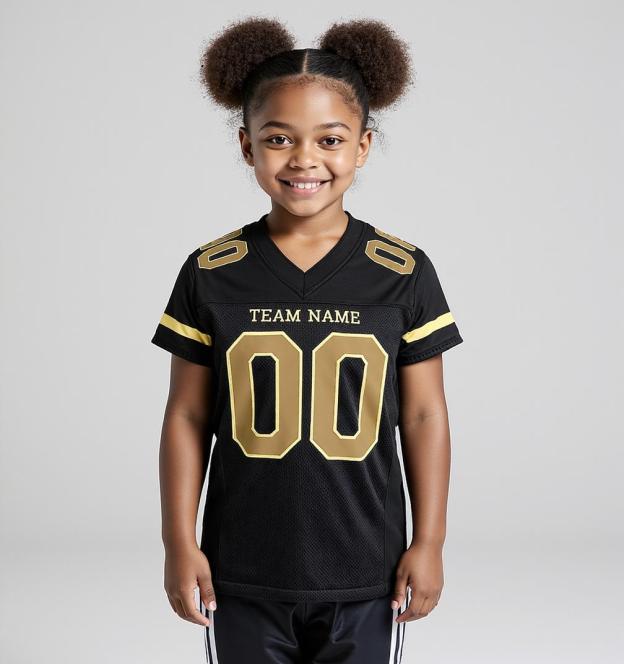 Custom Black & Gold/White Football Jersey