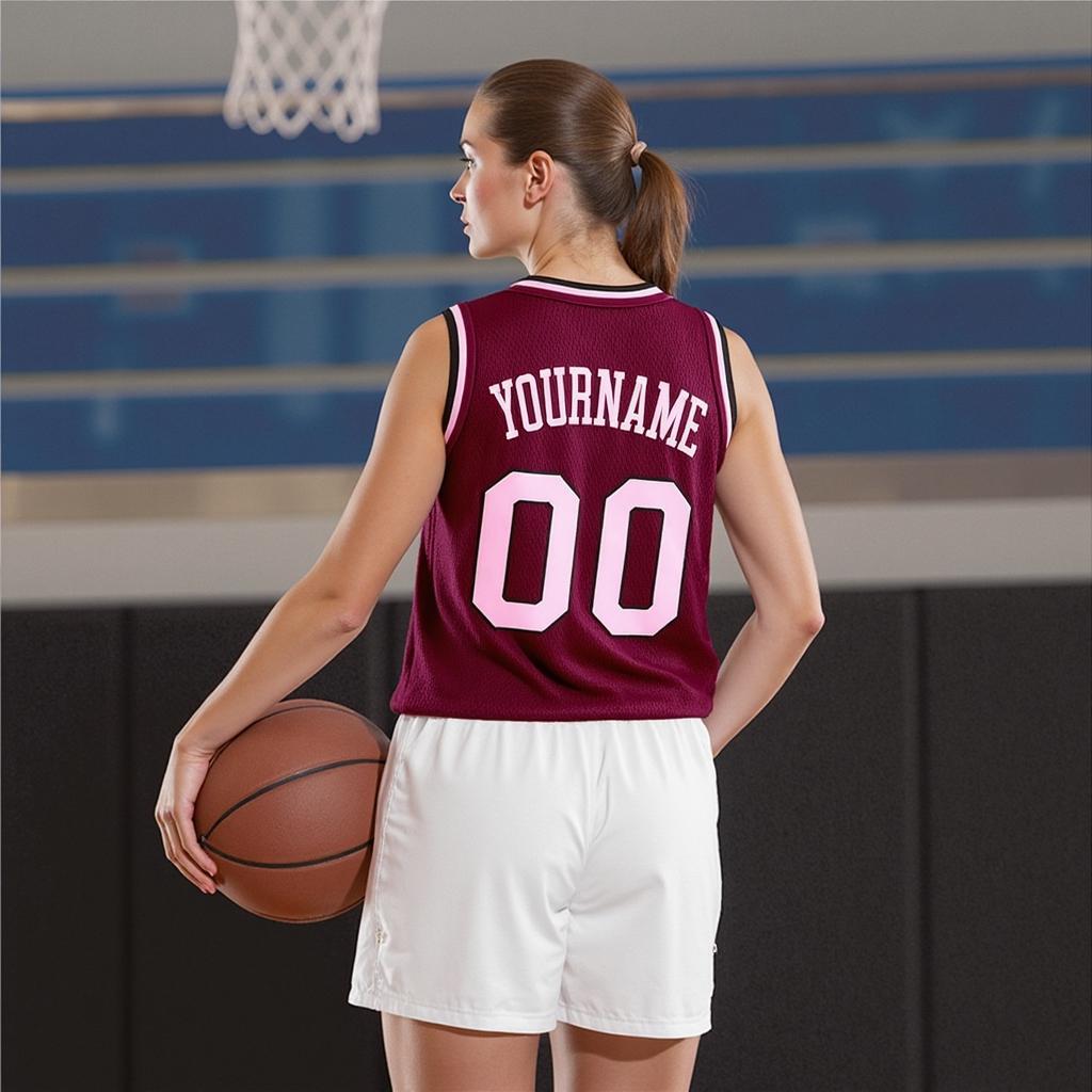 Custom Burgundy & Pink Basketball City Edition Jersey