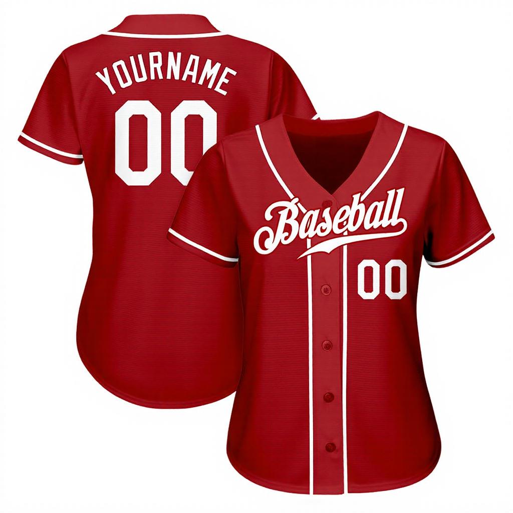 Custom Red & White Baseball Jersey