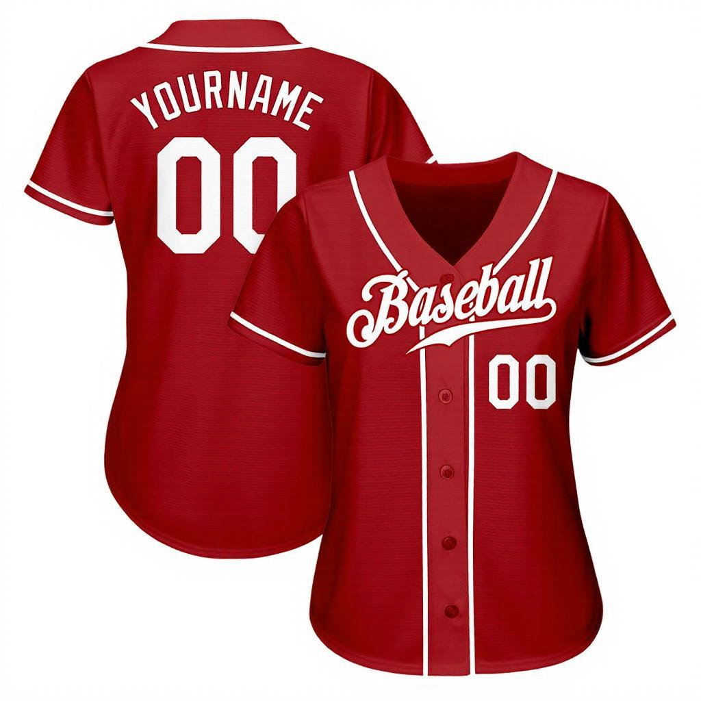 Custom Red & White Baseball Jersey