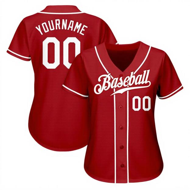 Custom Red & White Baseball Jersey