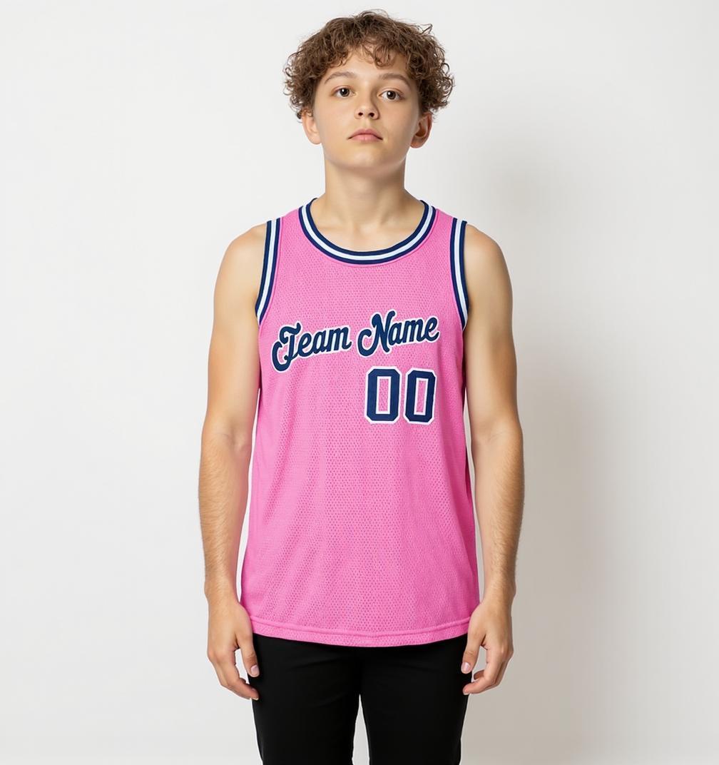 Custom Pink & Navy/White Basketball City Edition Jersey