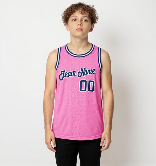 Custom Pink & Navy/White Basketball City Edition Jersey