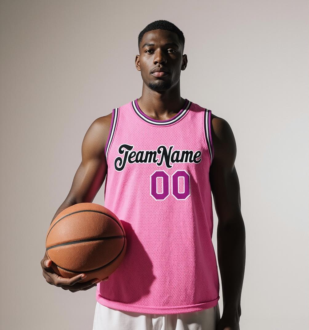 Custom Pink & Black/White Basketball City Edition Jersey