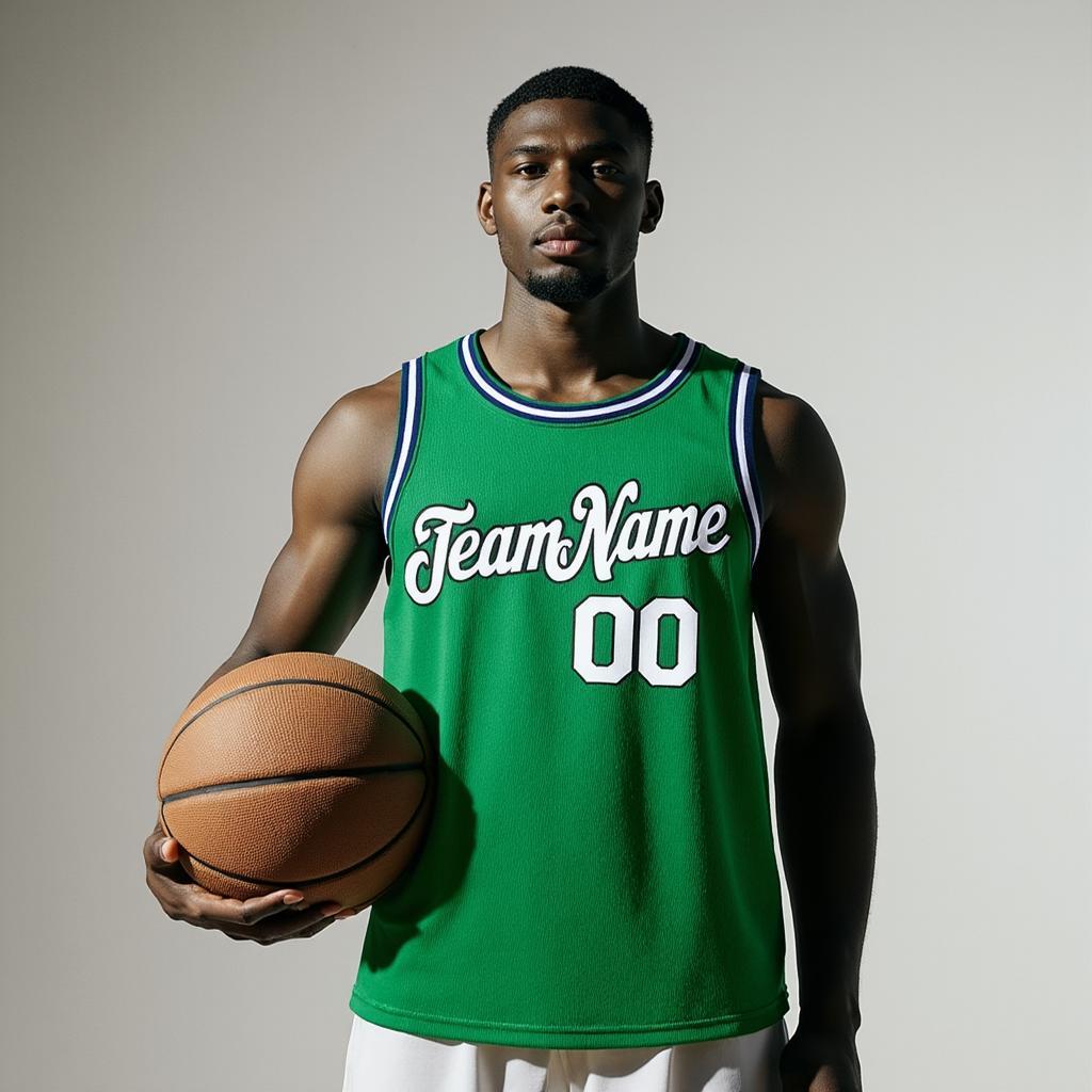 Custom Kelly Green & White/Black Basketball City Edition Jersey