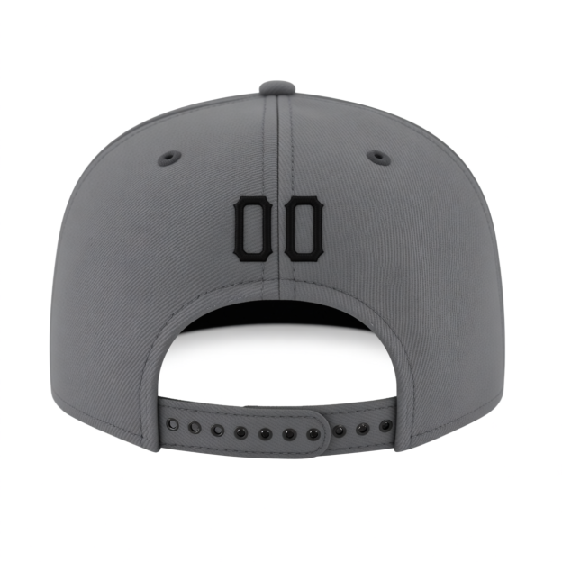 Custom Grey & Black/White Stitched Adjustable Snapback Hat
