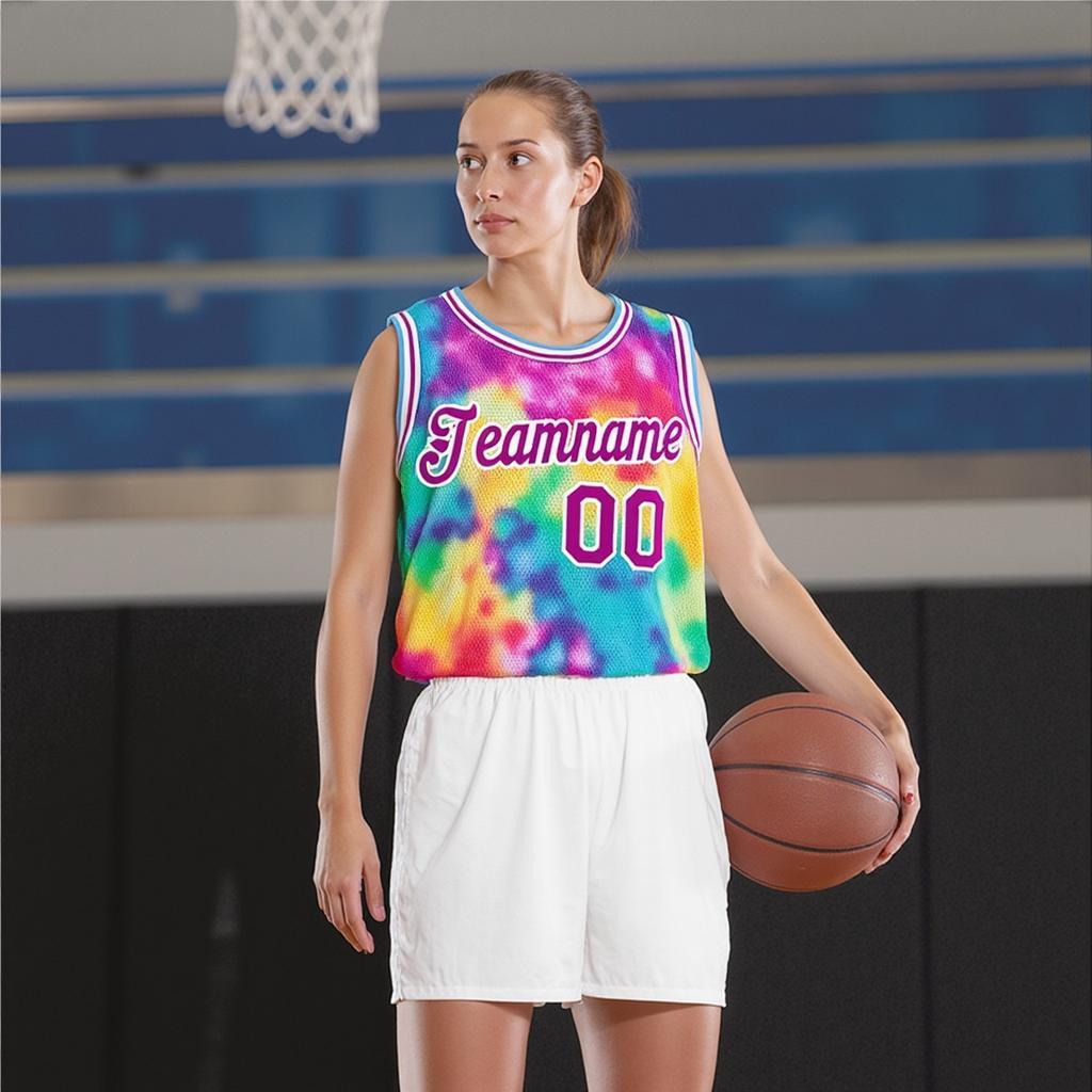 Custom Tie Dyes Purple & White Basketball City Edition Jersey