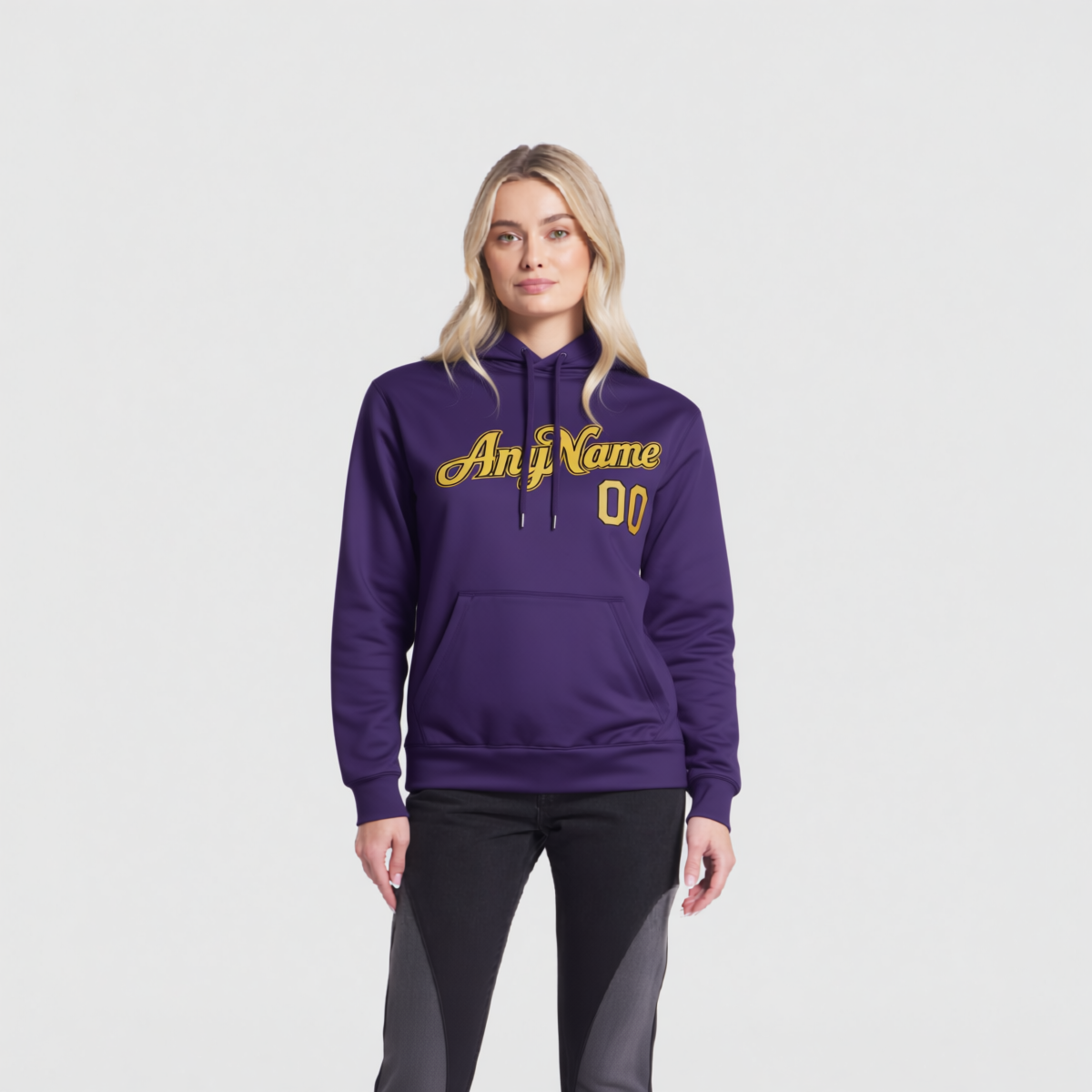 Custom Purple & Yellow/Black Pullover Sports Sweatshirt Hoodie