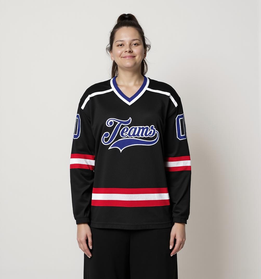 Custom Black & Blue/White Hockey Jersey